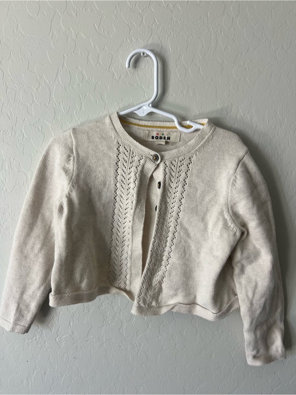 Mini Boden Cream Knit Cardigan for Kids